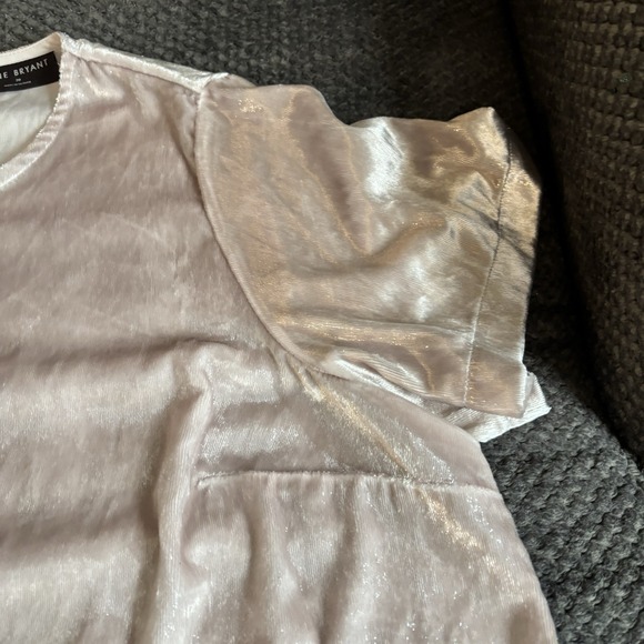 Lane Bryant Gold Metallic Shimmery Top Short  Sleeve‎ Zip Back 20 Holiday Party - Picture 4 of 8